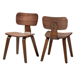 Baxton Studio Billie Wood 2-Piece Dining Chair Set - Bentwood Frame Seating with Contoured Seat and Backrest, Mid-Century Style Side Chair for Dining Room or Kitchen